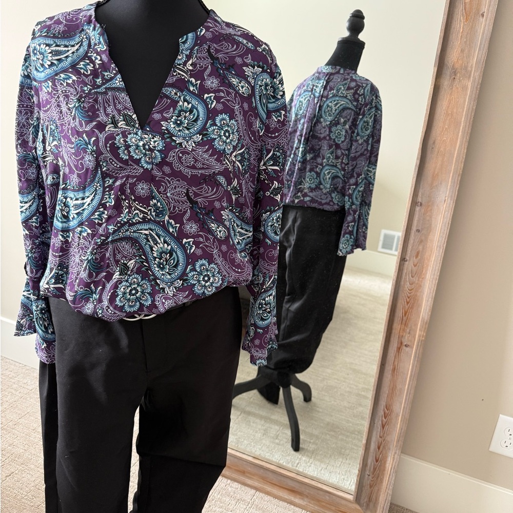 41 Hawthorn Purple and Blue Paisley Blouse